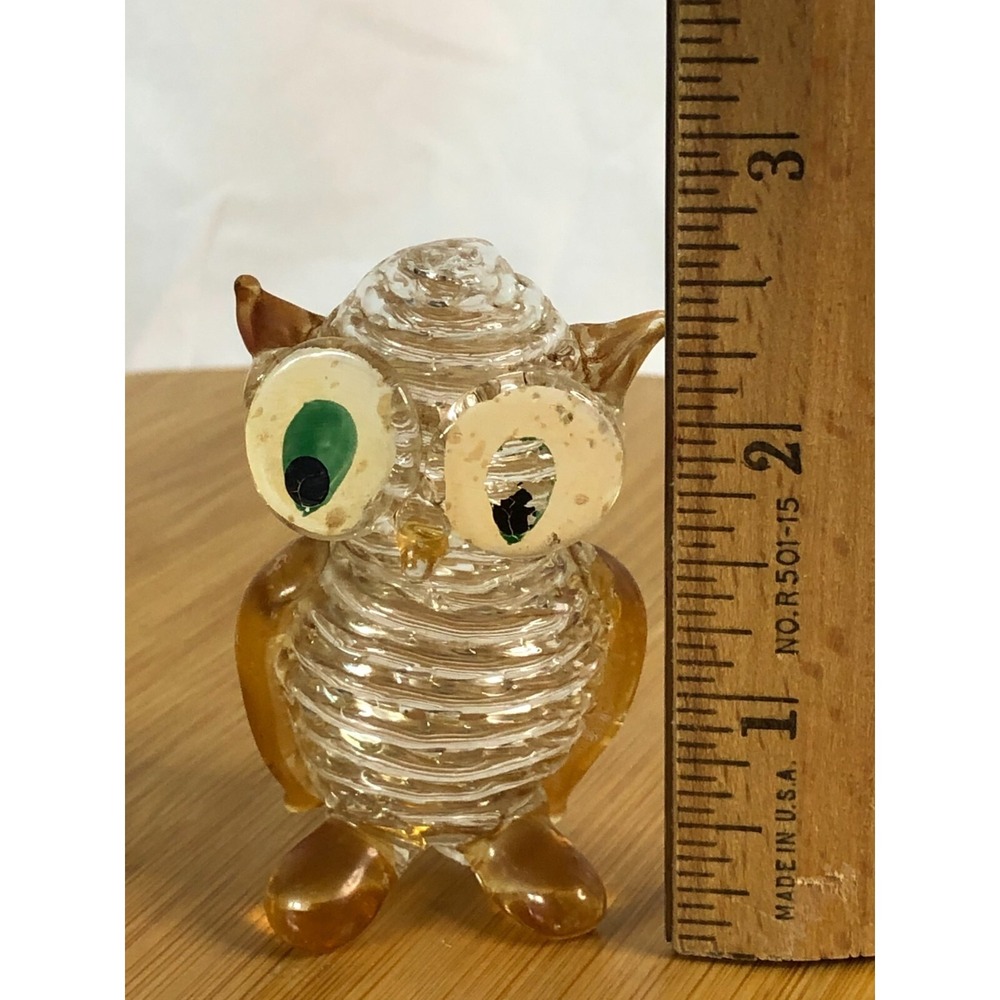 Vintage Hand Blown Art Glass Owl Figurine 2.5" Coil Glasswork - Picture 8 of 8